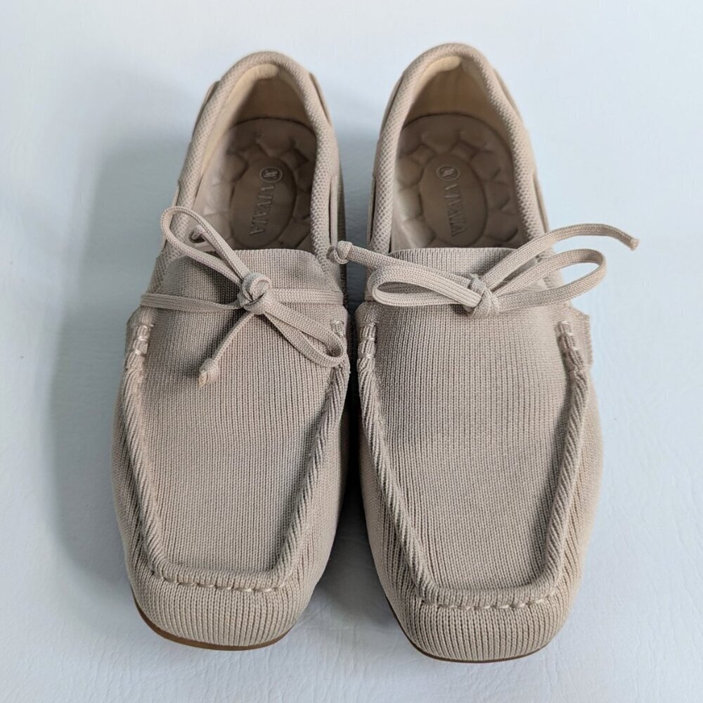 Vivaia Jackie Women's Shoes Size 8 Flat Knit Loafers Beige Square Toes - Picture 7 of 12